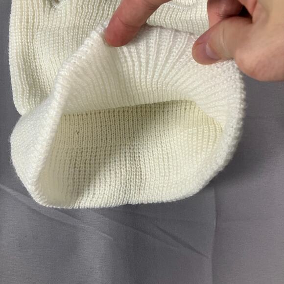 White Acrylic Knit Ski Mask 3-Hole Face Cover Winter Snowboard Cold Weather - Picture 3 of 10